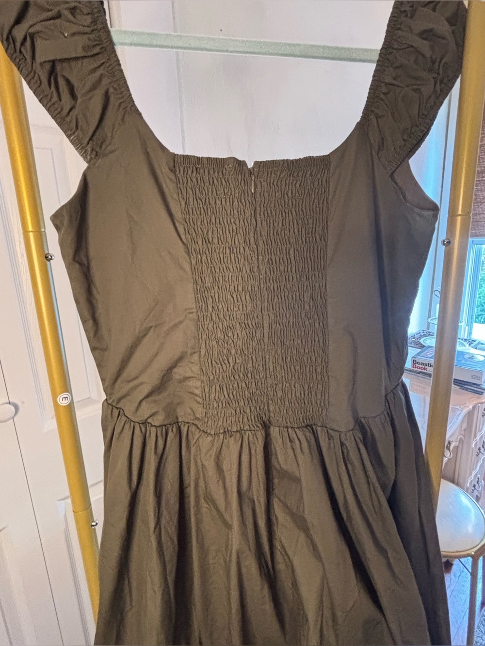 Bohme Patricia Midi Dress in Olive Green Like New Large - Picture 6 of 6